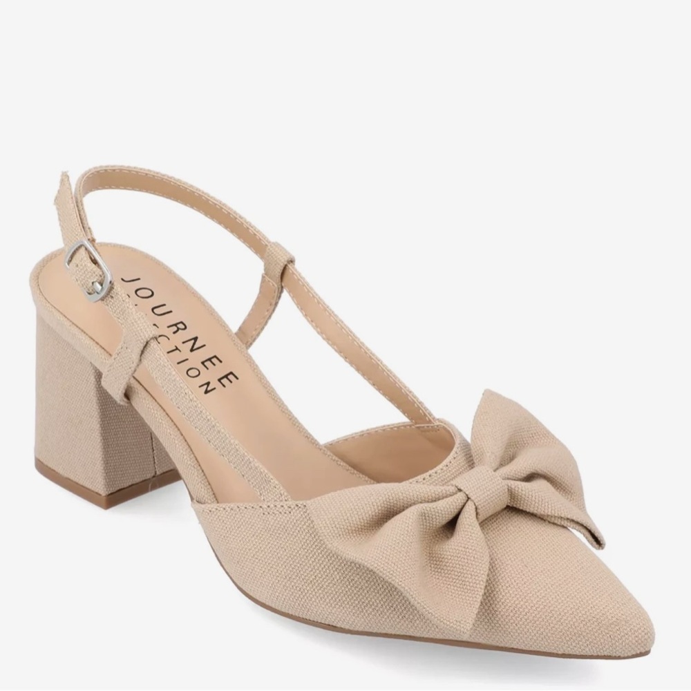 Journee Collection Tailynn Pump Slingback Block Heel Shoes Size 8.5 WD Wide NIB
